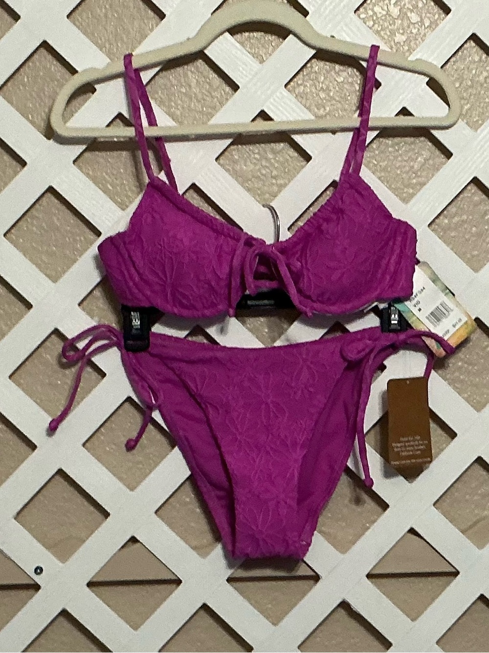 Hobie violet Floral Embossed Tie-Side Bikini Set